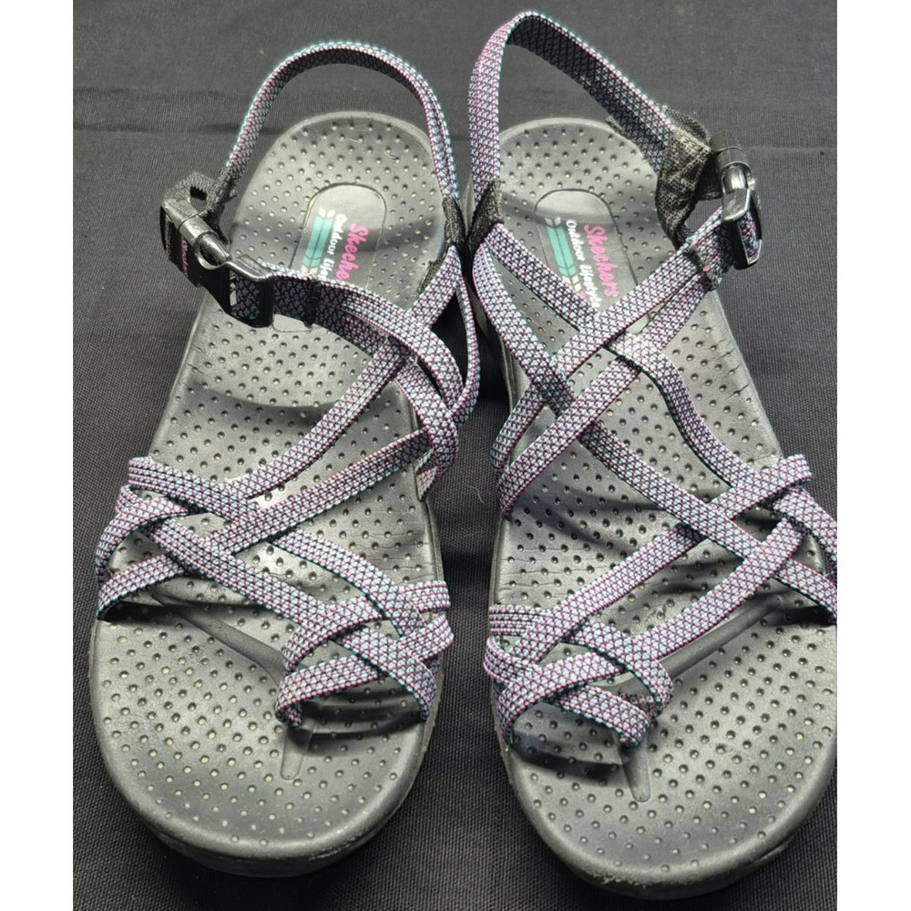 Skechers Outdoor women's pink/teal/black strappy adjustable sandals Size Unknown